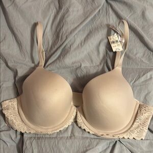Aerie Cream Lace Trimmed T-Shirt Bra